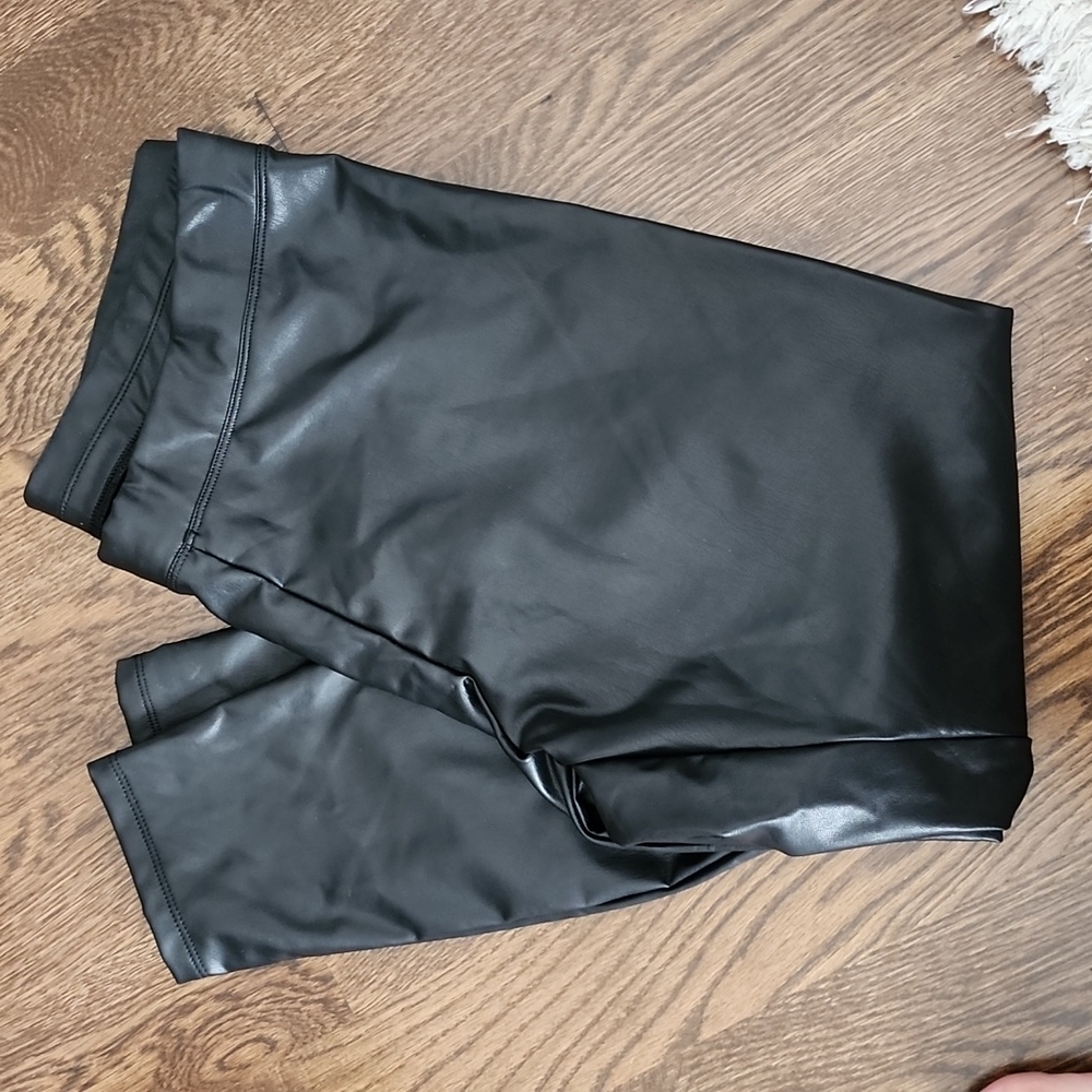Express Faux Leather Black leggings size L petite